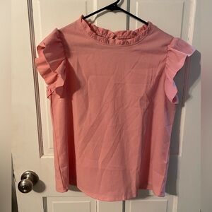 SHEIN Pink Ruffle Sleeve Women's Top